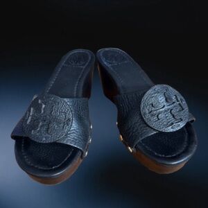 Tory Burch leather platform/wedge slide sandal Wmns sz 6M
